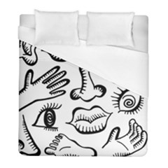 Anatomy Icons Shapes Ear Lips Duvet Cover (full/ Double Size) by Celenk