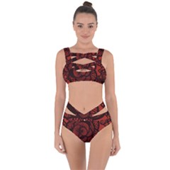 Background Abstract Red Black Bandaged Up Bikini Set  by Celenk