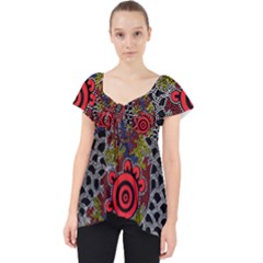 Aboriginal Art - Waterholes Lace Front Dolly Top