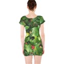 Christmas Season Floral Green Red Skimmia Flower Short Sleeve Bodycon Dress View2