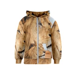 Big Male Lion Looking Right Kids  Zipper Hoodie by Ucco