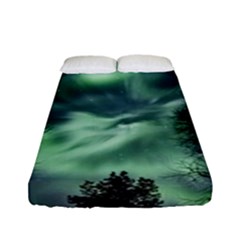 Northern Lights In The Forest Fitted Sheet (full/ Double Size) by Ucco