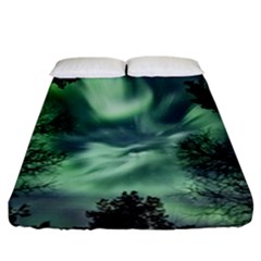 Northern Lights In The Forest Fitted Sheet (california King Size) by Ucco