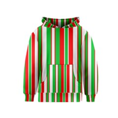 Christmas Holiday Stripes Red Kids  Pullover Hoodie