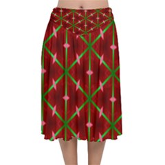 Textured Background Christmas Pattern Velvet Flared Midi Skirt by Celenk