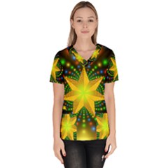 Christmas Star Fractal Symmetry Scrub Top by Celenk