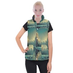 Yosemite Park Landscape Sunrise Women s Button Up Puffer Vest by Celenk