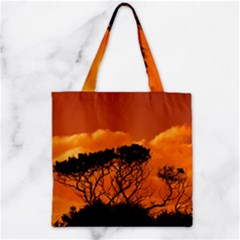 Trees Branches Sunset Sky Clouds Zipper Grocery Tote Bag by Celenk