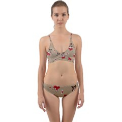 Pug Xmas Pattern Wrap Around Bikini Set