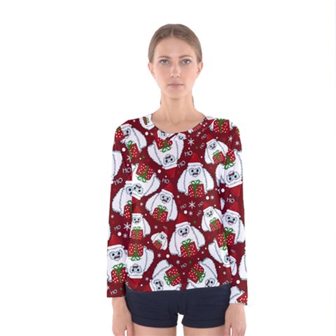 Yeti Xmas Pattern Women s Long Sleeve Tee by Valentinaart