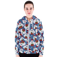 Yeti Xmas Pattern Women s Zipper Hoodie