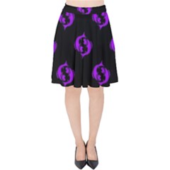 Purple Pisces On Black Background Velvet High Waist Skirt