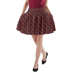 Black And Red Quilted Design A-line Pocket Skirt by SageExpress