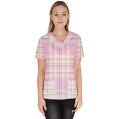 Pink Pastel Plaid Scrub Top