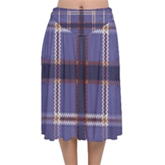 Purple Heather Plaid Velvet Flared Midi Skirt