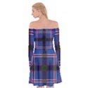 Blue Heather Plaid Off Shoulder Skater Dress View2