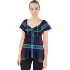 Purple And Red Tartan Plaid Lace Front Dolly Top