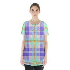 Blue And Yellow Plaid Skirt Hem Sports Top by allthingseveryone