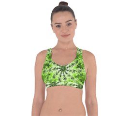 Lime Green Starburst Fractal Cross String Back Sports Bra