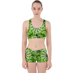 Lime Green Starburst Fractal Work It Out Sports Bra Set