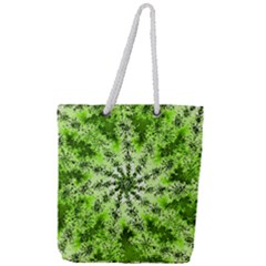 Lime Green Starburst Fractal Full Print Rope Handle Tote (large) by allthingseveryone