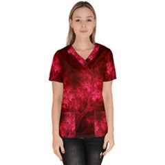 Artsy Red Trees Scrub Top