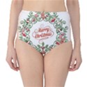 Merry Christmas Wreath High-Waist Bikini Bottoms View1