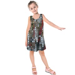 Christmas Cross Stitch Background Kids  Sleeveless Dress by Celenk