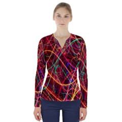 Wave Behaviors V-neck Long Sleeve Top