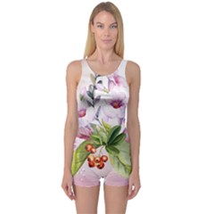 Wonderful Flowers, Soft Colors, Watercolor One Piece Boyleg Swimsuit by FantasyWorld7