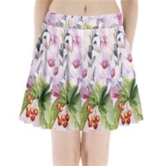 Wonderful Flowers, Soft Colors, Watercolor Pleated Mini Skirt by FantasyWorld7