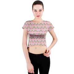 Floral Pattern Crew Neck Crop Top by SuperPatterns