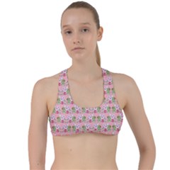 Floral Pattern Criss Cross Racerback Sports Bra by SuperPatterns