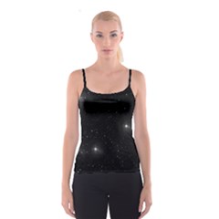 Starry Galaxy Night Black And White Stars Spaghetti Strap Top by yoursparklingshop