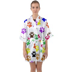 Pawprints Paw Prints Paw Animal Quarter Sleeve Kimono Robe by Celenk