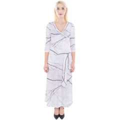 White Background Pattern Tile Quarter Sleeve Wrap Maxi Dress