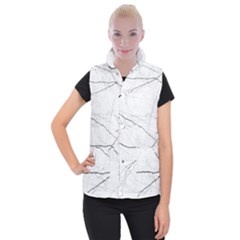 White Background Pattern Tile Women s Button Up Puffer Vest by Celenk