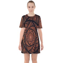 Fractal Red Brown Glass Fantasy Sixties Short Sleeve Mini Dress by Celenk