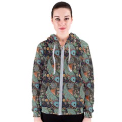 Pattern Background Fish Wallpaper Women s Zipper Hoodie by Celenk