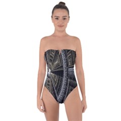 Fractal Circle Circular Geometry Tie Back One Piece Swimsuit by Celenk