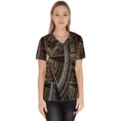 Fractal Circle Circular Geometry Scrub Top by Celenk