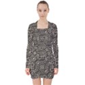 Animal Print Camo Pattern V-neck Bodycon Long Sleeve Dress View1