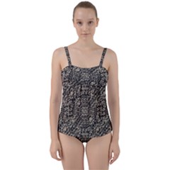 Animal Print Camo Pattern Twist Front Tankini Set by dflcprints