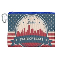 Retro Dallas Texas Skyline Canvas Cosmetic Bag (xl) by Bigfootshirtshop