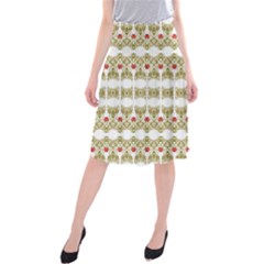 Striped Ornate Floral Print Midi Beach Skirt by dflcprints