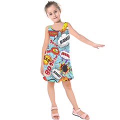 Comic Pattern Kids  Sleeveless Dress by Bigfootshirtshop