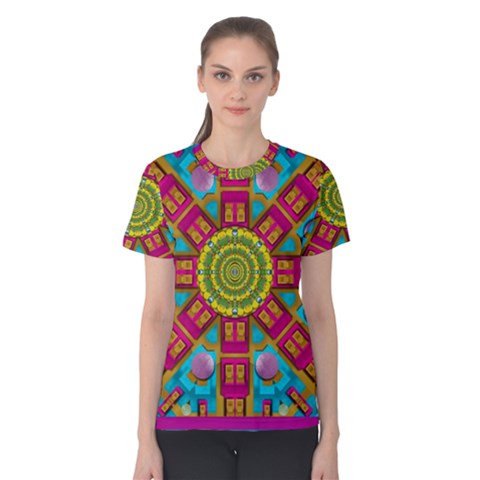 Sunny And Bohemian Sun Shines In Colors Women s Cotton Tee by pepitasart