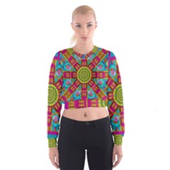 Sunny And Bohemian Sun Shines In Colors Cropped Sweatshirt by pepitasart