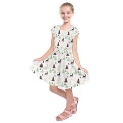 Reindeer Tree Forest Kids  Short Sleeve Dress by patternstudio