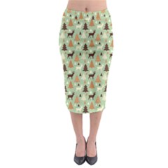 Reindeer Tree Forest Art Midi Pencil Skirt by patternstudio